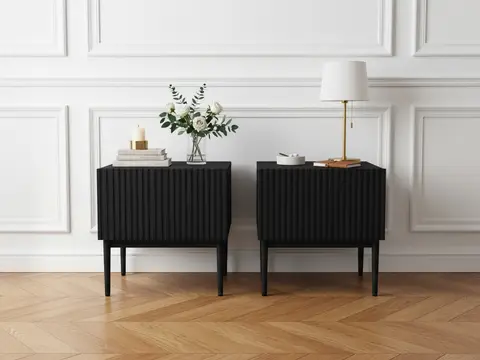 Lot de 2 chevets tiroir KASHA pieds noir noir