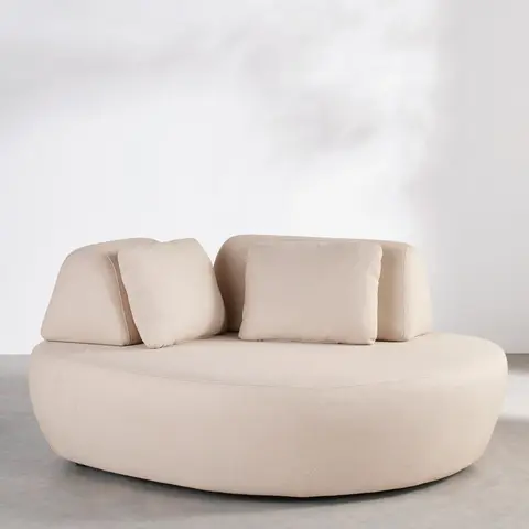 Canapé de jardin 2 places en tissu polyester beige