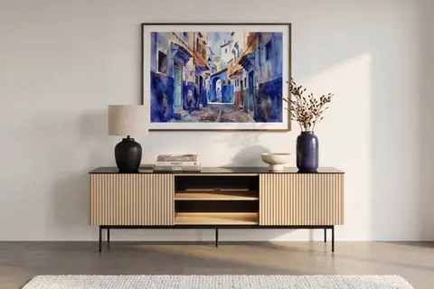 Ponant - Meuble TV Chêne clair 180 cm x 39 cm x 57 cm