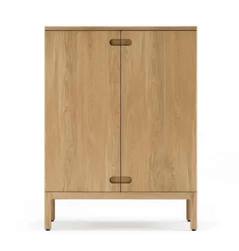 Commode Prio haute chêne huilé naturel, porte en bois