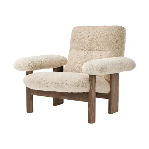 Fauteuil Brasilia Walnut-Nature sheepskin curly