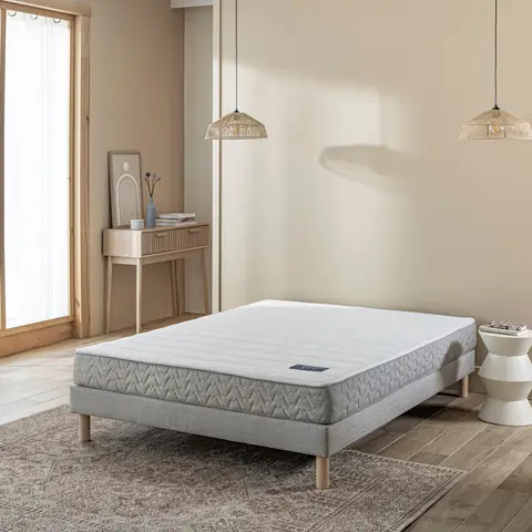 Ensemble sommier et matelas 70x190 cm latex & mousse ferme Terre de Nuit Aisance 2.0 Gris clair
