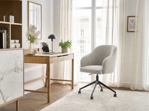 Chaise de bureau SOPHIE texturé et pietement à roulettes avec hauteur ajustable beige