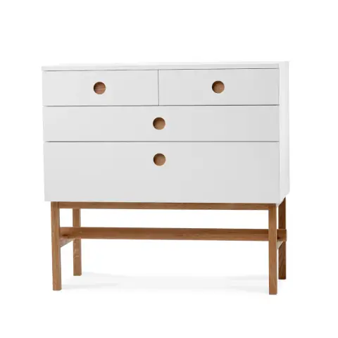 Commode Keep blanc, structure en chêne huilé