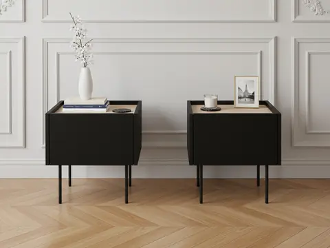 Lot de 2 chevets 1 tiroir ATLAS noir