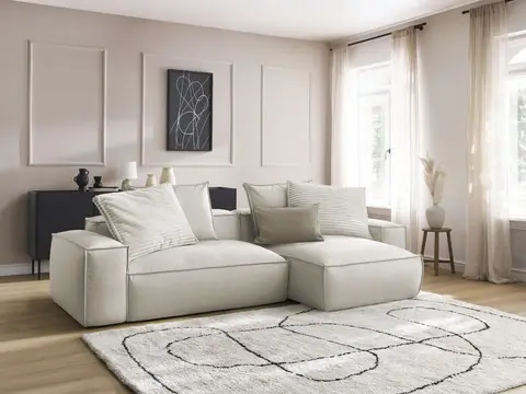 Canapé d'angle réversible ultra moelleux BOHEME cuir végan beige