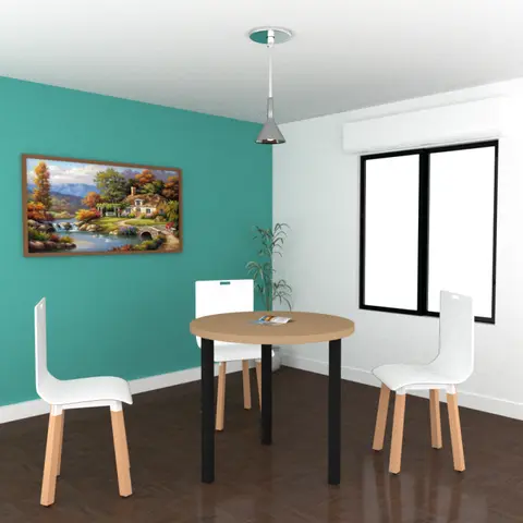 Table de réunion ronde Skyline — Blanc