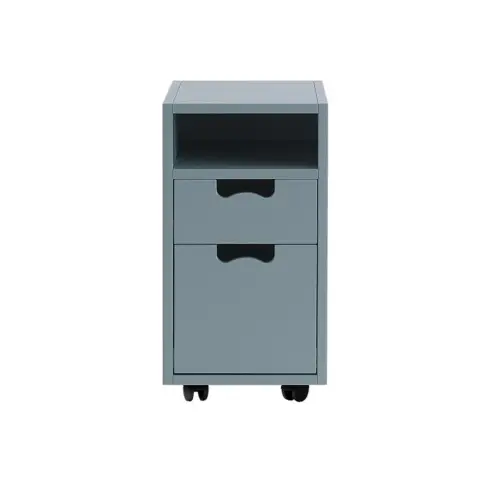 Table de chevet Snö G3 nordic blue, roues noires