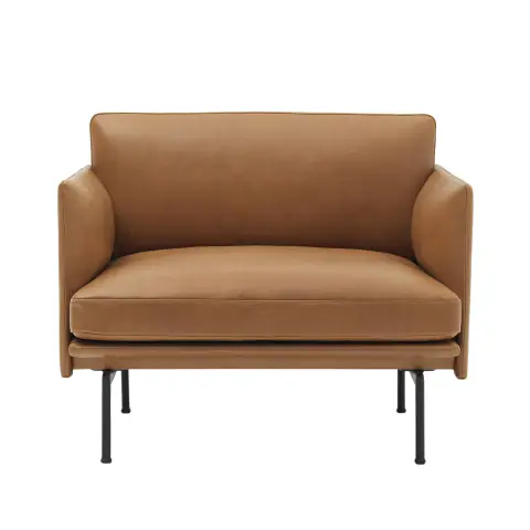 Chaise Outline base noire Refine leather cognac-Black
