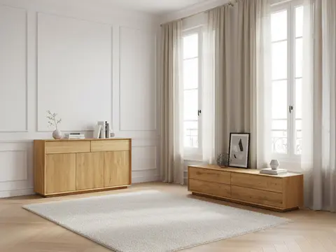Ensemble VICTORIA avec buffet 164 cm et meuble TV 218 cm chêne massif