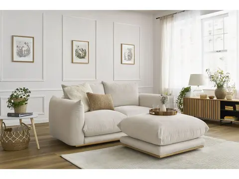 Canapé droit 2 places ERNEST avec pouf beige