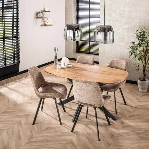 Table de salle à manger ovale en acacia massif naturel Artic Naturel — Naturel