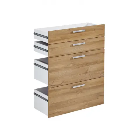 Jeu de 4 tiroirs pour étagère 89 cm Macadamia Blanc brillant ou chêne — Blanc brillant ou chêne
