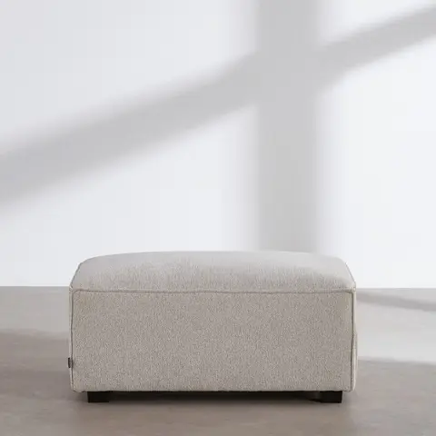 Pouf en tissu polyester tramé ivoire
