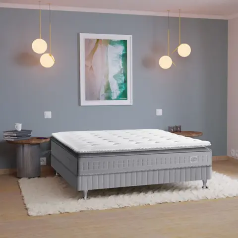 Ensemble matelas sommier pieds Simmons 651 ressorts ensachés + surmatelas intégré SW5 -