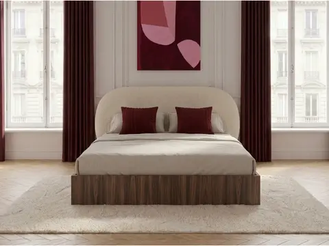 Lit coffre SELIN bois foncé beige