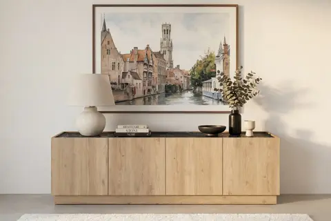 Auren - Meuble TV Chêne clair 160 cm x 41 cm x 48 cm