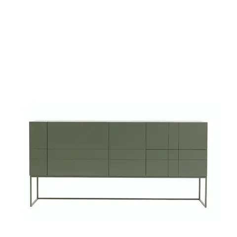 Kilt Light 180 table d'appoint green khaki, 3 portes, 2 tiroirs