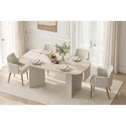 Table de salle à manger ovale moderne coloris cachemire Vera Cachemire — Cachemire