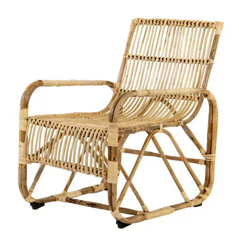 Fauteuil de jardin carré en rotin tressé avec accoudoirs