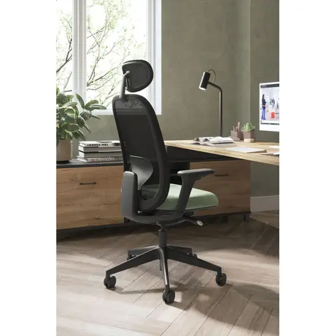 Siège de bureau en tissu coque noir Anya — Crème