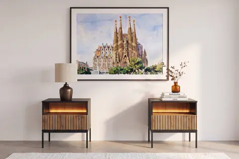 Lot Duro - Table De Chevet Noir 54 cm x 39 cm x 56 cm