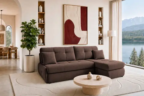 Canapé d'angle Blaine Marron 216 cm x 155 cm x 93 cm