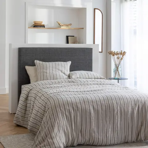 Ensemble sommier déco 140x190 + tête de lit gris orage 160 Terre de Nuit