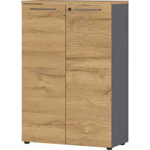 Armoire basse de bureau contemporaine chêne/graphite Louisiane Chêne — Chêne