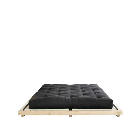Ensemble lit futon DOCK style japonais naturel 160x200 + tatami + matelas futon noir