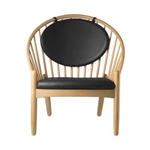 Chaise J166 Jørna Oak nature lacquered-black leather