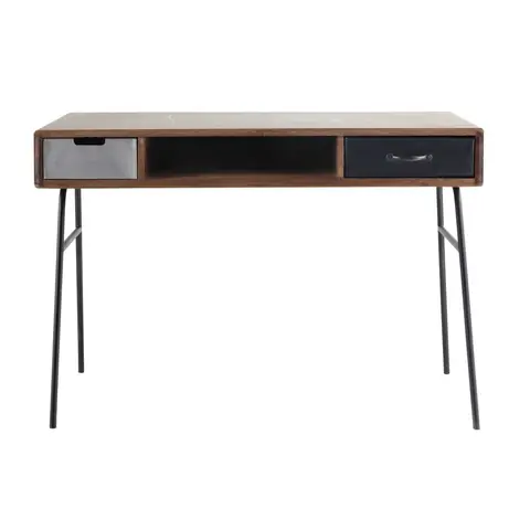 Bureau vintage en manguier massif et métal