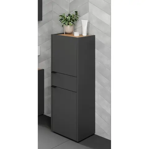 Colonne de salle de bain contemporaine graphite/chêne Ohayo Graphite/chêne — Graphite