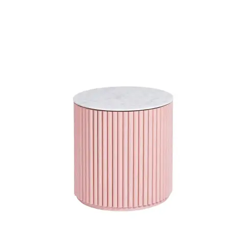 Petit Palais table d'appoint dusty pink, h42, dessus en marbre carrara