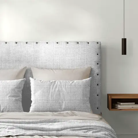 Tête de Lit Cloutée Chenillé Blanc