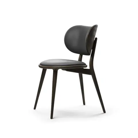 Chaise The Dining Chair cuir noir, hêtre lasuré noir