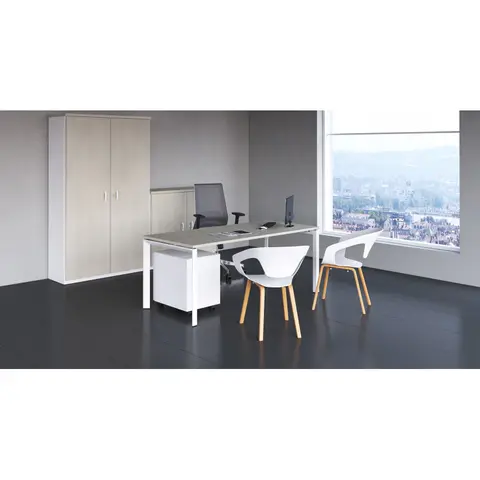 Lot de 4 chaises d'accueil pieds bois en polypropylène Rocamadour — Blanc