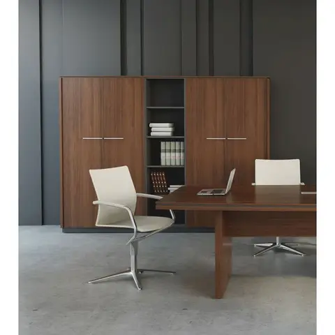 Bibliothèque moderne 4 portes coloris noyer Kennedy Noyer — Noyer