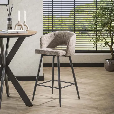 Tabouret de bar moderne en tissu Coralia (lot de 2) Brun — Brun