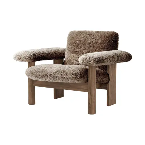 Fauteuil Brasilia low back Walnut-Sahara sheepskin curly