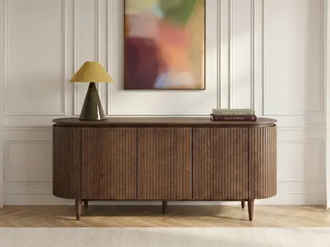 Buffet 5 portes 180 cm SORMIOU placage chêne massif marron foncé