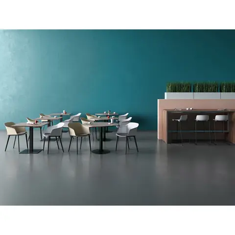 Table ronde de réunion avec pied central Moka Blanc — Blanc neige