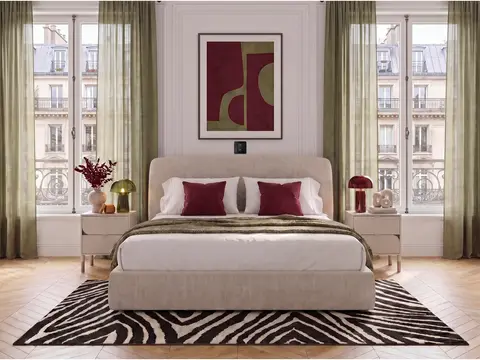 Lit coffre électrique ELIXA texturé beige