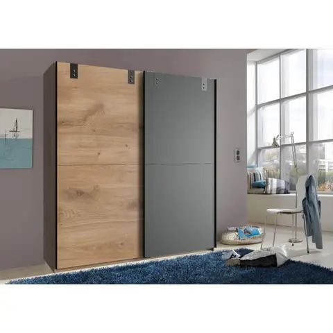 Armoire adulte contemporaine chêne/graphite Charlène Chêne/graphite — Chêne