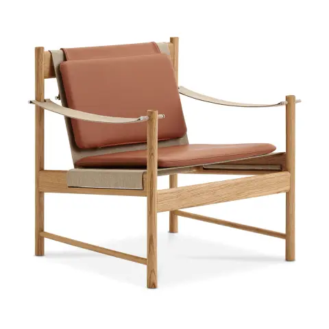 Chaise longue HB Chêne huilé-cuir Brandy