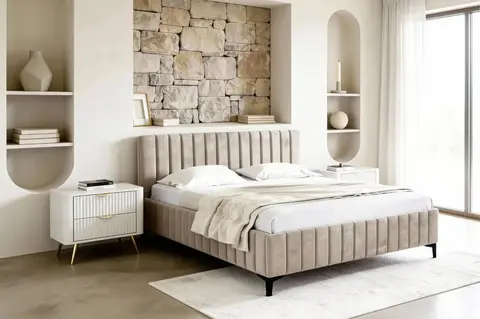 Lit coffre Eden Beige 140 x 200
