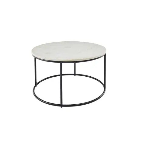 Table basse moderne ronde en marbre Francfort Blanc ou noir — Blanc ou noir
