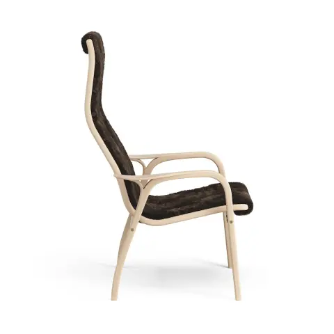 Fauteuil Lamino hêtre laqué/peau de mouton Espresso (marron)