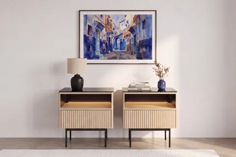 Lot Ponant - Table De Chevet Chêne clair 57 cm x 39 cm x 37 cm