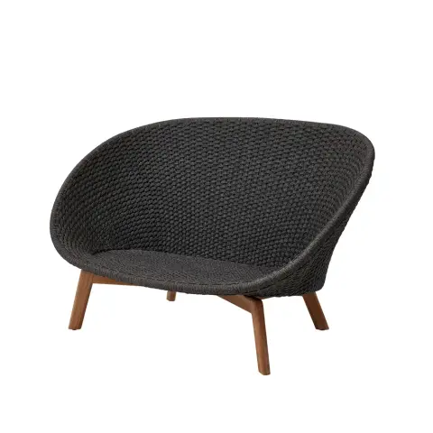 Canapé Peacock 2 places soft rope Dark grey, teak